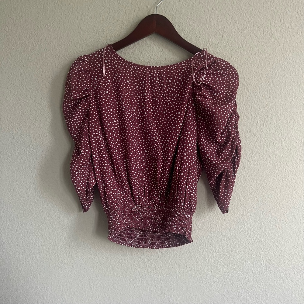 Dotted Burgundy Blouse
